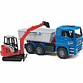 Man Tipping Container Truck with Schaeff Mini Excavator