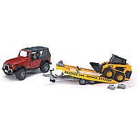 Bruder Jeep Wrangler Unlimited with Car carrying Trailer and Cat