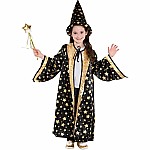 Deluxe Wizard Cape  Hat (black  Gold, Md-lg)
