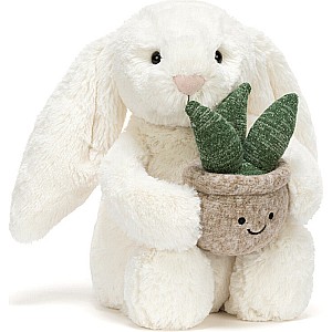 Cream Bunny with Plant