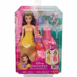 Disney Princess 2-in-1 Stories Belle Fashion Doll with 2 Snap-On Bodices, 2 Skirts & 9 Accessories