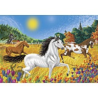 100 pc Horses in the Meadow Cardboard Jigsaw