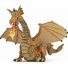 Gold Dragon with Flame Figurine
