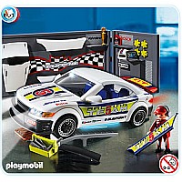 Playmobil Car Repair Shop and Race Car With Headlights