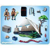 Treasure Hunter's Camp With Giant Snake