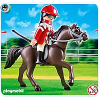 Arabian Horse With Jockey and Stable