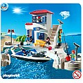 Harbor Police Station With Speedboat