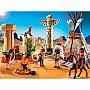 Native American Camp With Totem Pole