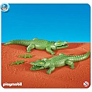 2 Large Alligators with 2 Small Alligators
