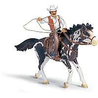 Cowboy with Lasso on Horse