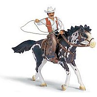Cowboy with Lasso on Horse