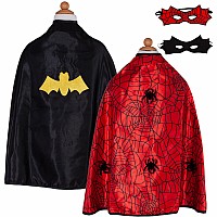Great Pretenders Reversible Spider/Bat Cape & Mask, Size 3-4
