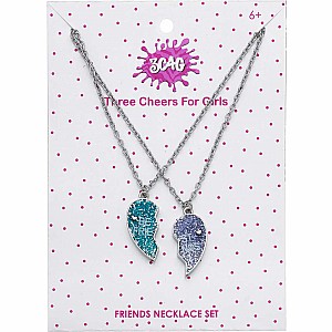 Best Friends Glitter Heart Necklace Set