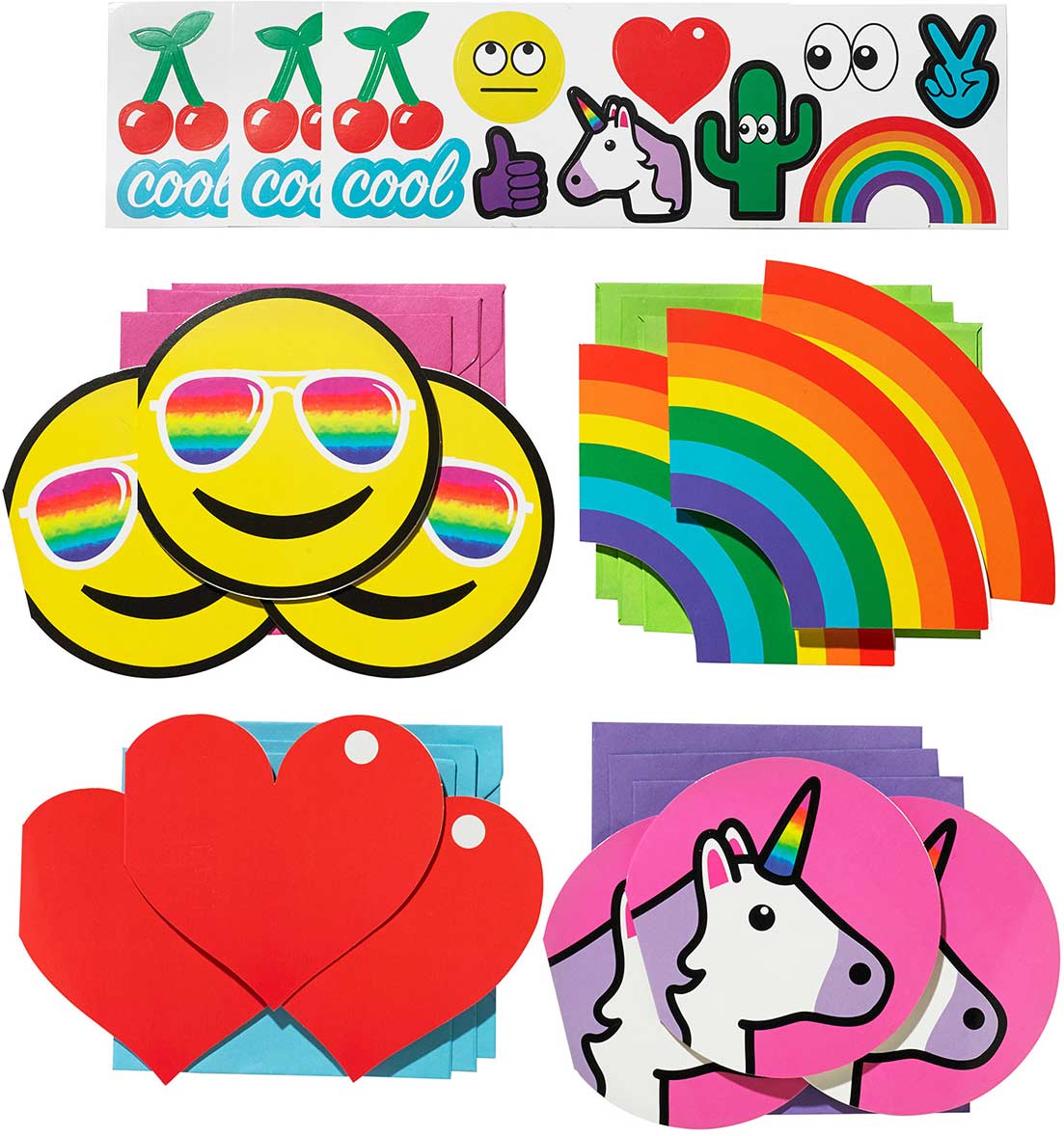 Smiley Rainbow Mini Heart Stickers