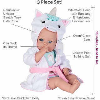 Bathtime Baby  Unicorn  13"