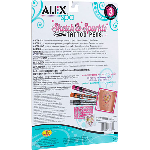 Alex Spa Hot Hues Sketch Sparkle Tattoo Pens 3 Pack