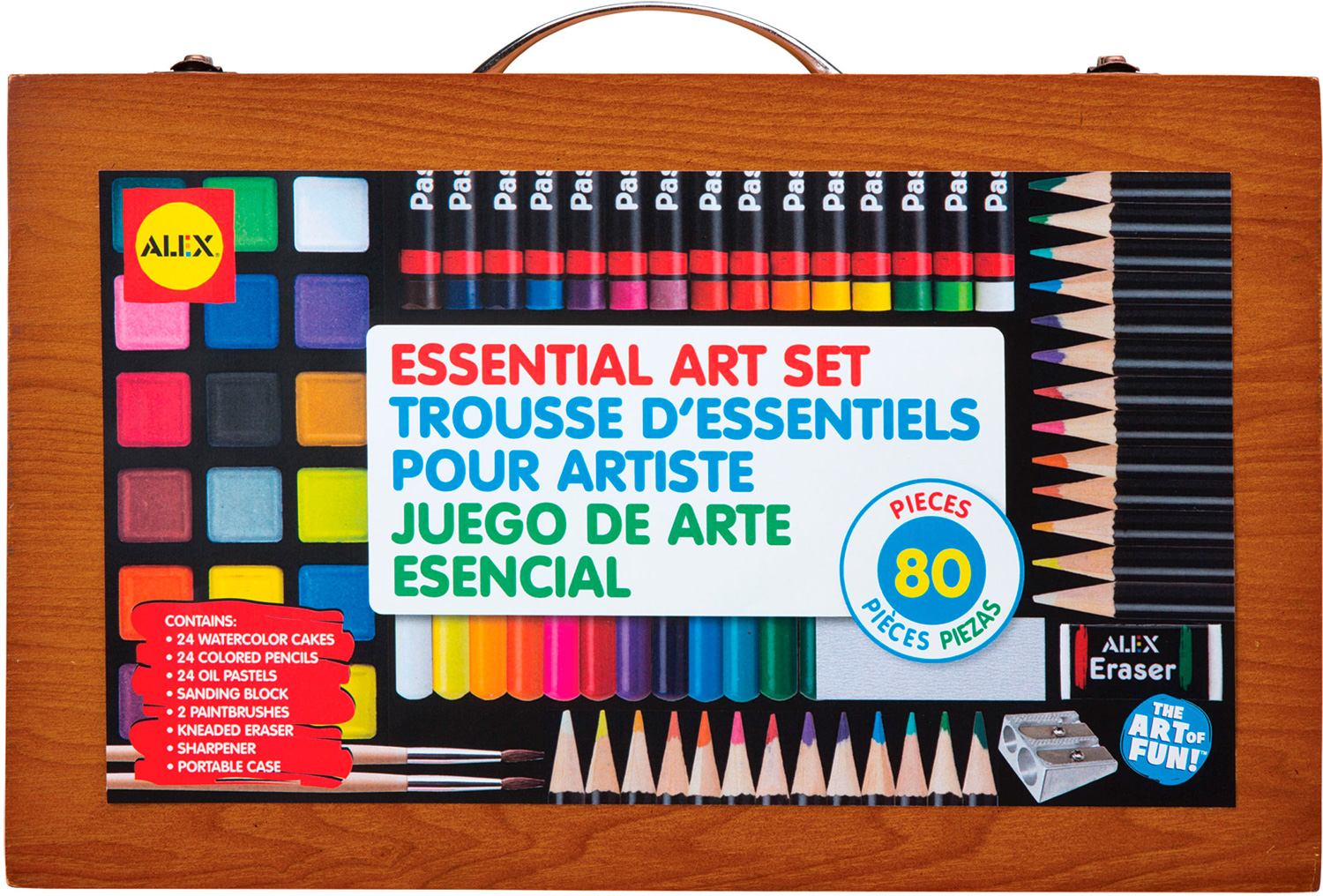 ALEX Art Portable Essential Art Supplies Set with Wood Carrying Case