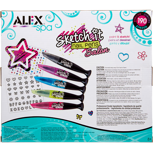 Sketch it Nail Pens Precision Tip 2 pens 75 mini nail stickers Alex Spa 