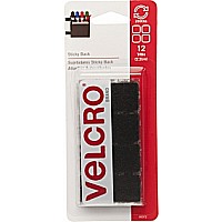 Velcro 7/ 8" Squares Black 12/ PK 6pk/ Bx