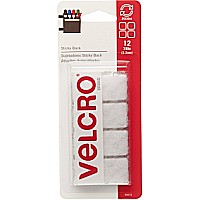 Velcro 7/ 8" Squares White 12/ PK 6pk/ Bx
