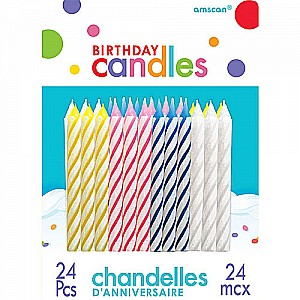 Candy Stripe Spiral Candles 24ct 