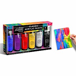 7pc Classic Acrylic Paints and Brush Set