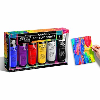 7pc Classic Acrylic Paints and Brush Set