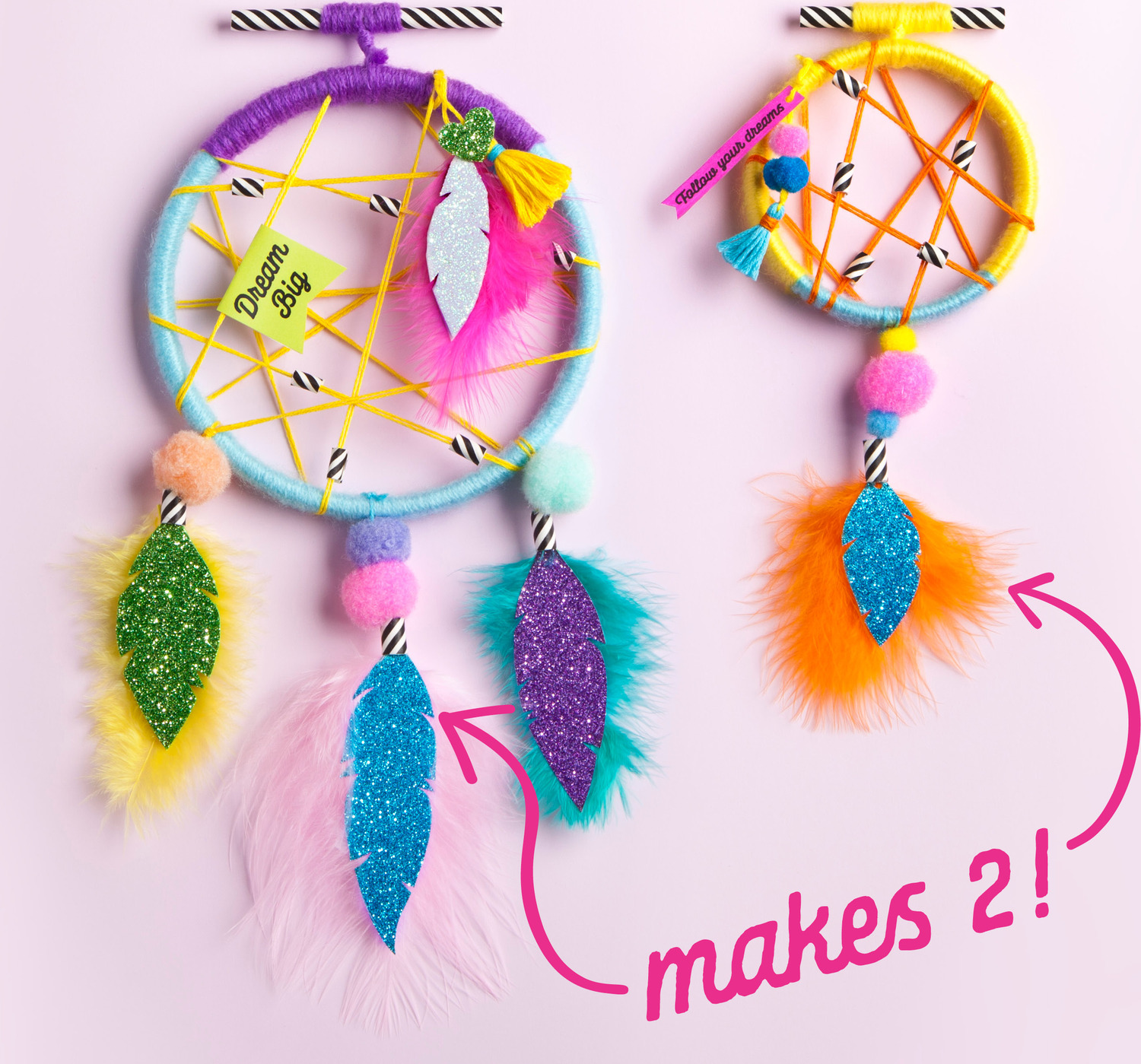 Set of 2 Large Make Your Own Dream Catcher Arts & Craft Kits 