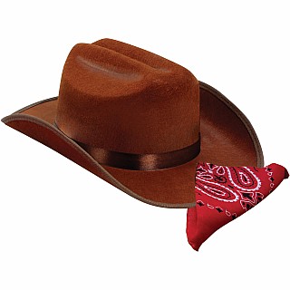 Jr. Cowboy Hat (Brown) w/Bandanna 