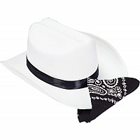 Jr. Cowboy Hat (White) w/Bandanna