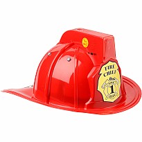 Jr. Firefighter Helmet, Red, w/Siren & Light, Adj Youth Size