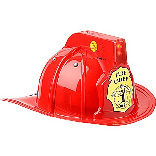 Jr. Firefighter Helmet, Red, w/Siren & Light, Adj Youth Size