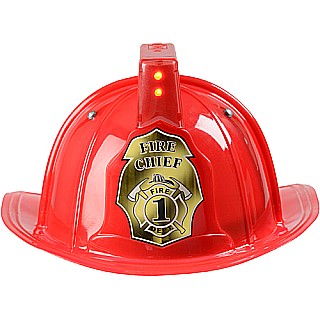 Jr. Firefighter Helmet, Red, w/Siren & Light, Adj Youth Size