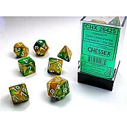 Gemini® Polyhedral Gold-Green/white 7-Die Set