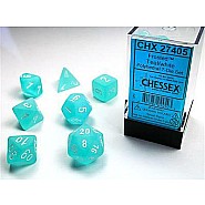 Frosted™ Polyhedral Teal/white 7-Die Set