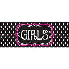 Laminated Double-Sided Hall Passes 9"x3.5", B&W Dots Girls Pass