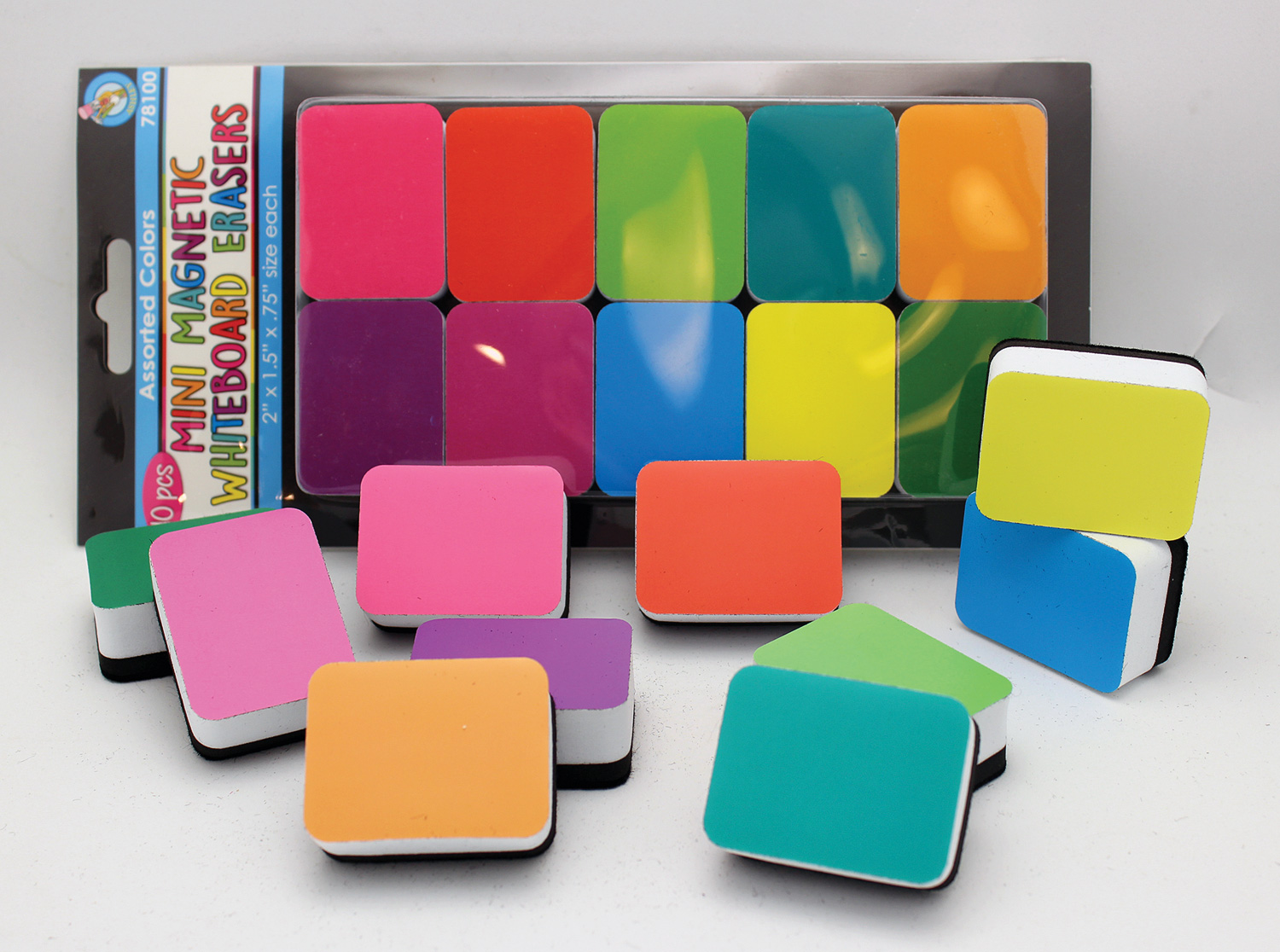 10 Pack Mini Whiteboard Erasers Assorted Color The Learning Post Toys