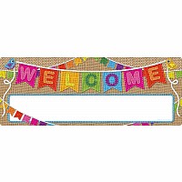 Smart Poly Welcome Banner 9"x24", Burlap Stitched