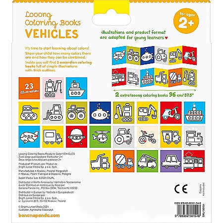 Looong Coloring Books - Ready to Color Vehicles