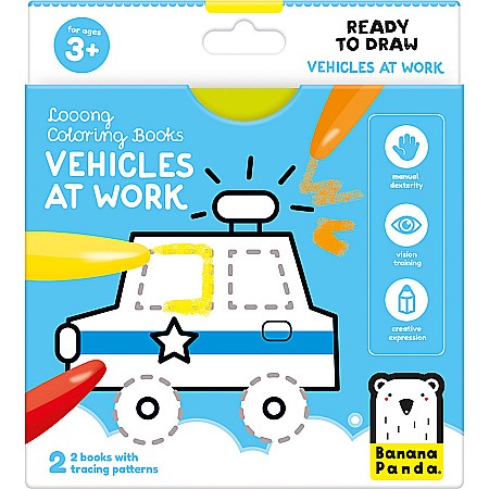Looong Coloring Books Ready to Draw - Vehicles at Work