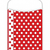 New Design and Peel  Stick! Red  White Dots Library Pockets