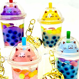 Pastel Cat Boba Floaty Key Charm (assorted)