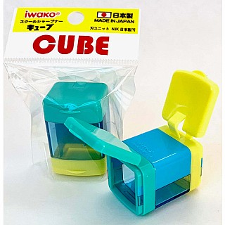 Iwako Cube Pencil Sharpener Green/Yellow