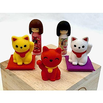 Iwako Erasers,  Japanese Doll and Cat