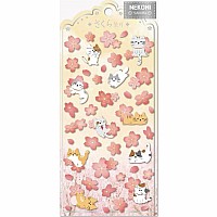 Nekoni Sakura Cat Flat Sticker