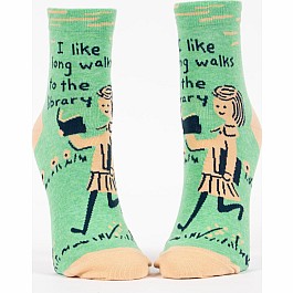 I Like Long Walks To The Library Womens Ankle Socks