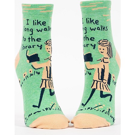 I Like Long Walks To The Library Womens Ankle Socks