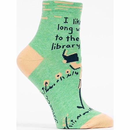 I Like Long Walks To The Library Womens Ankle Socks