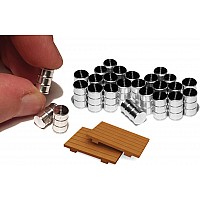 HO Scale Oil Drums (Turned Aluminum, 24/Pk; 2 Wooden Pallets)