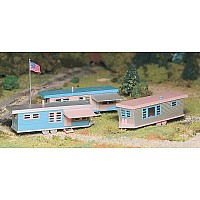 Trailer Park-3 Trailers & Flag Pole W/Flag